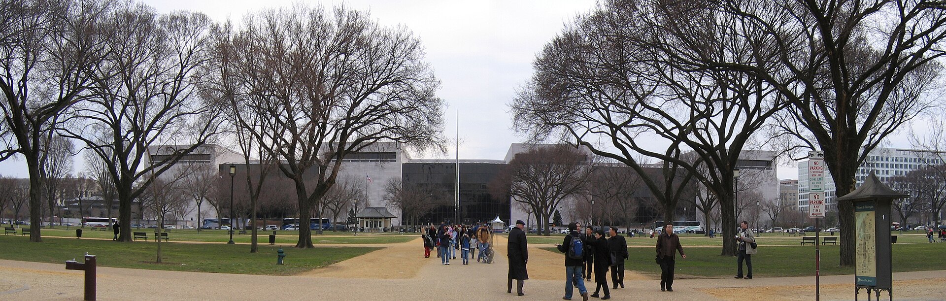 Panoramic view across the National Mall toward the National Air and Space Museum.