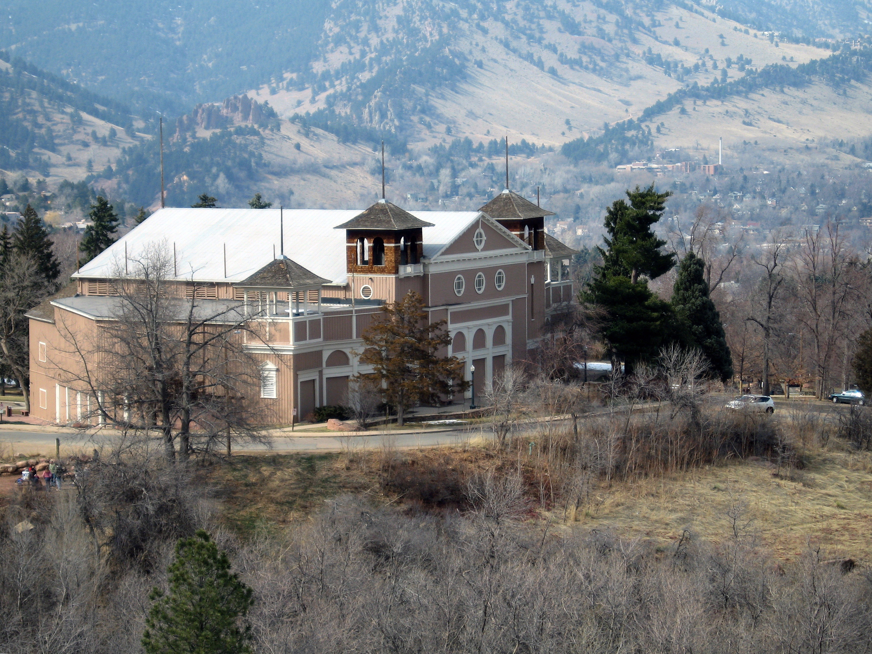 Chautauqua Auditorium beneath the Boulder foothills.