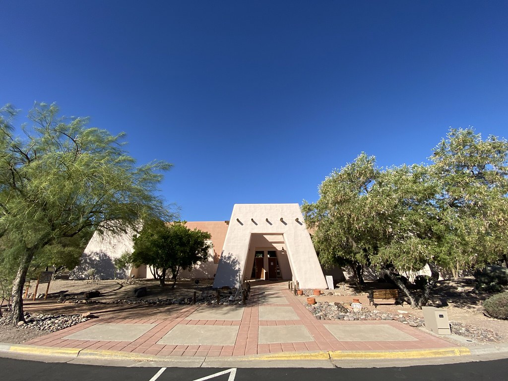 Desert landscaping beside the museum entrance.