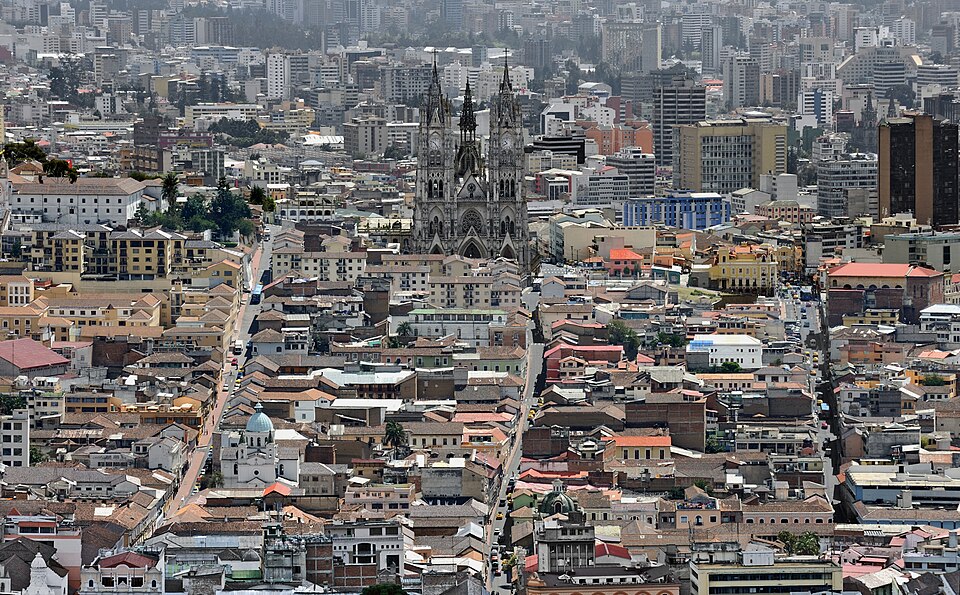 Quito buildings viewed from a hillside.