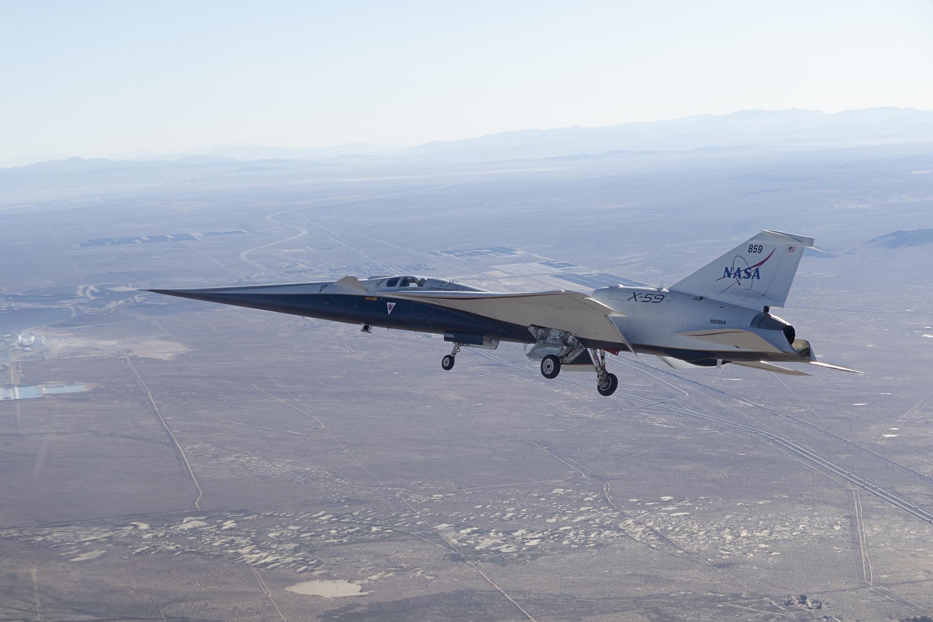 X-59, landing gear extended.